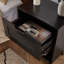 Black Rattan Black Rattan Bedside Table