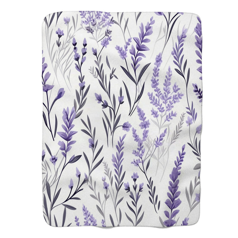 Fleurs subtiles de lavande - couverture Sherpa de qualité supérieure 1 pièce, Grand lit