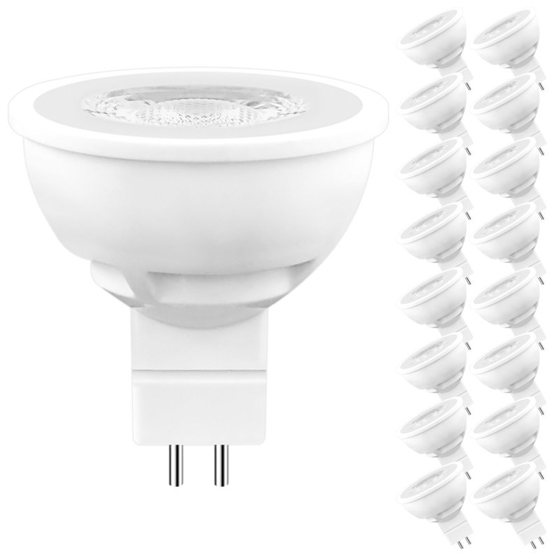 Ampoules DEL Luxrite MR16 à intensité variable, halogène 50W, blanc naturel 3500K, 6,5 watts, 500 lumens, ampoule DEL 120V GU5.3, calibre de luminaire fermé (paquet de 16)