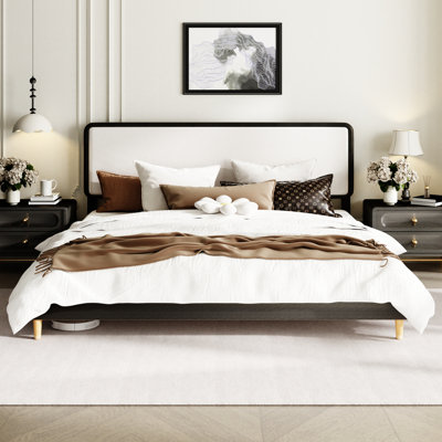 Ines Bed Frame with Vegan Leather Upholstered Headboard