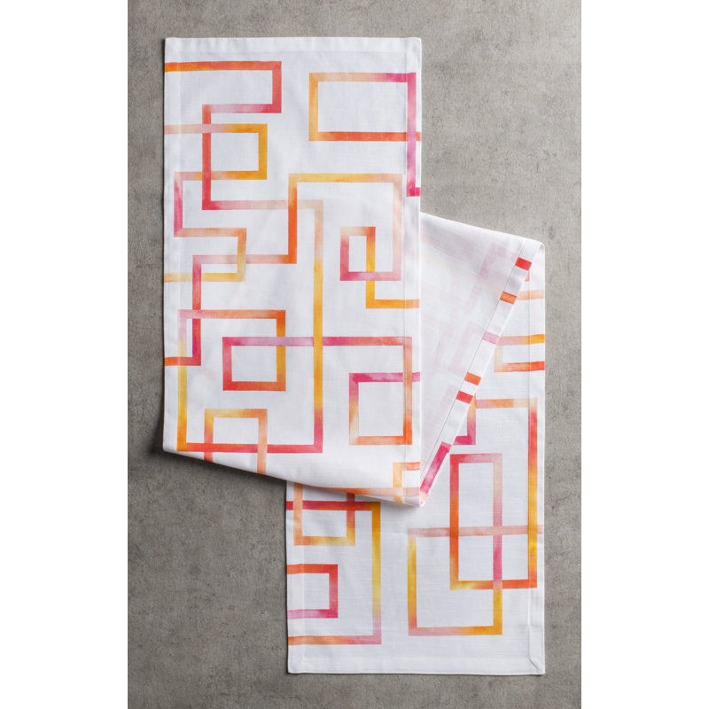 Geometric 100% Cotton Table Runner, 72" L x 14.5" W