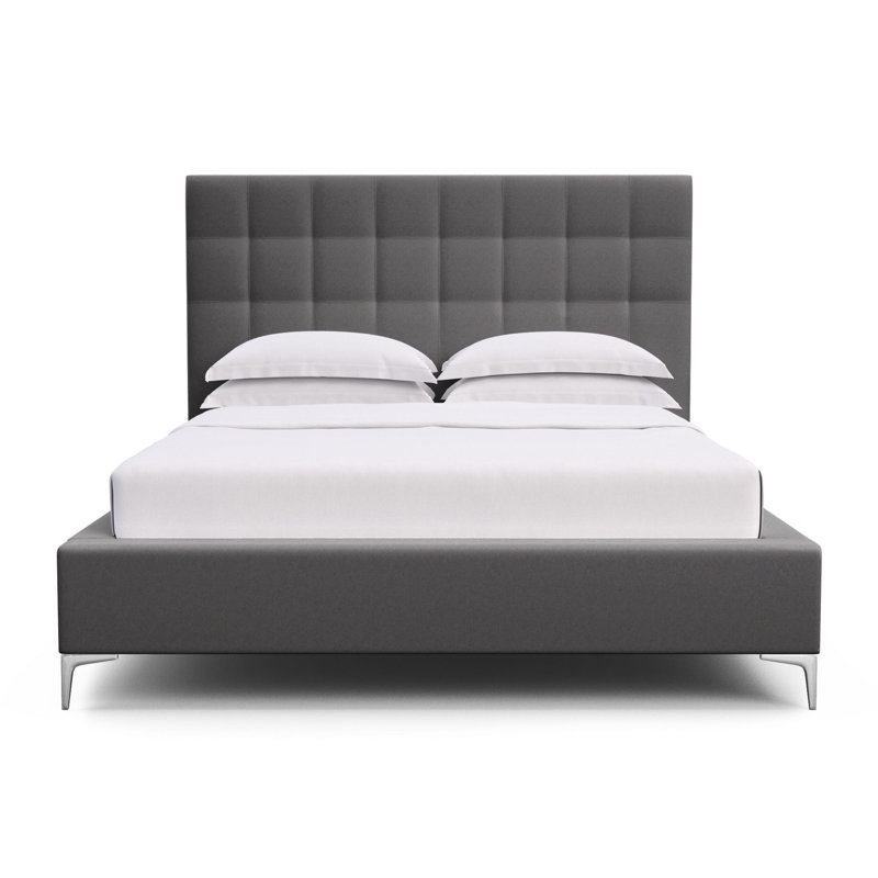 Bryant Upholstered Bed, Queen, Plush Velvet Graphite, Ebony