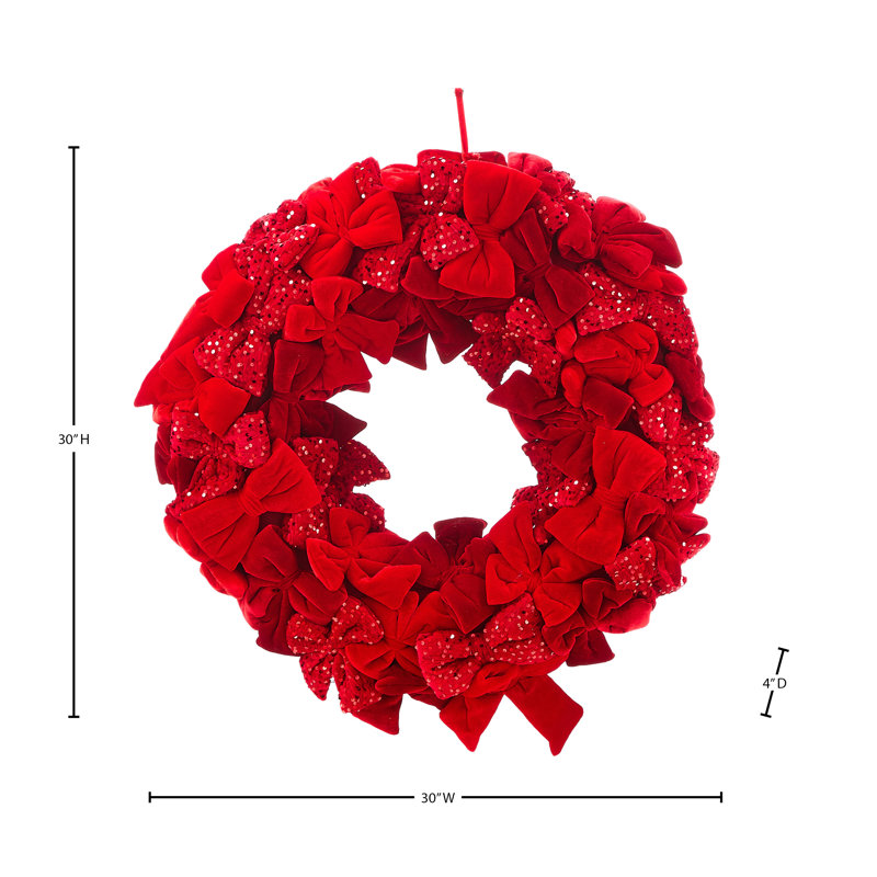 30" Velvet and Sequin  Bow Wreath