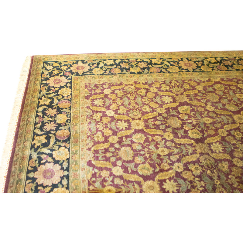 High-Quality Hand-Knotted Black And Gold Area Rug