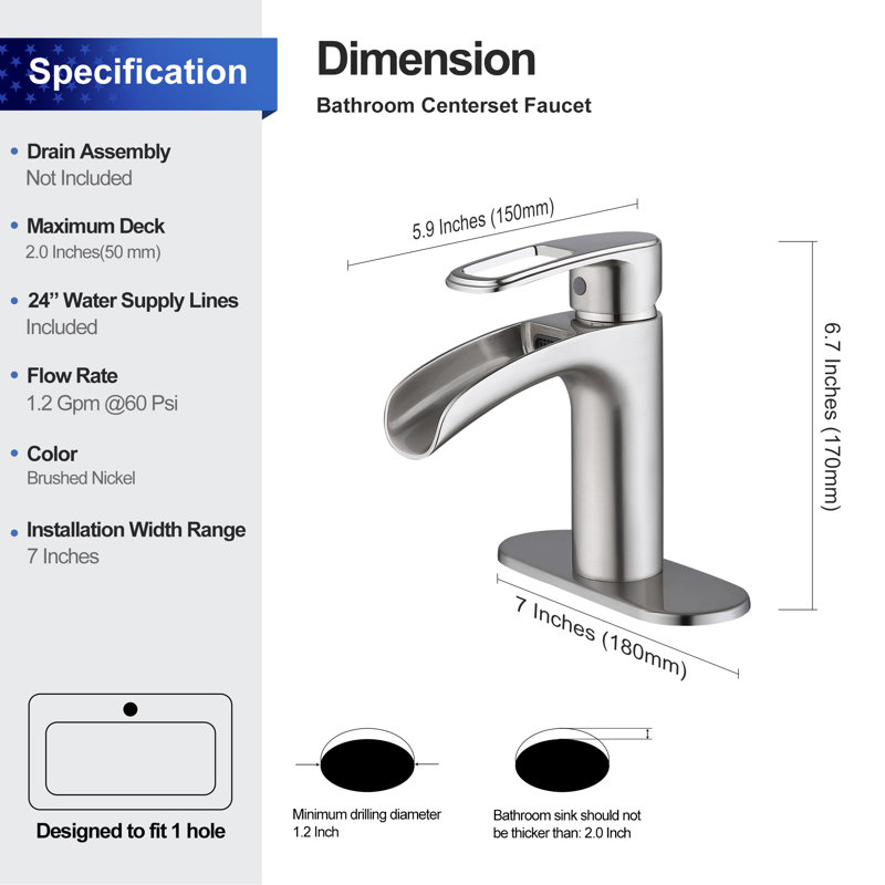 Single-Hole Single-handle Bathroom Faucet, Brushed Nickel