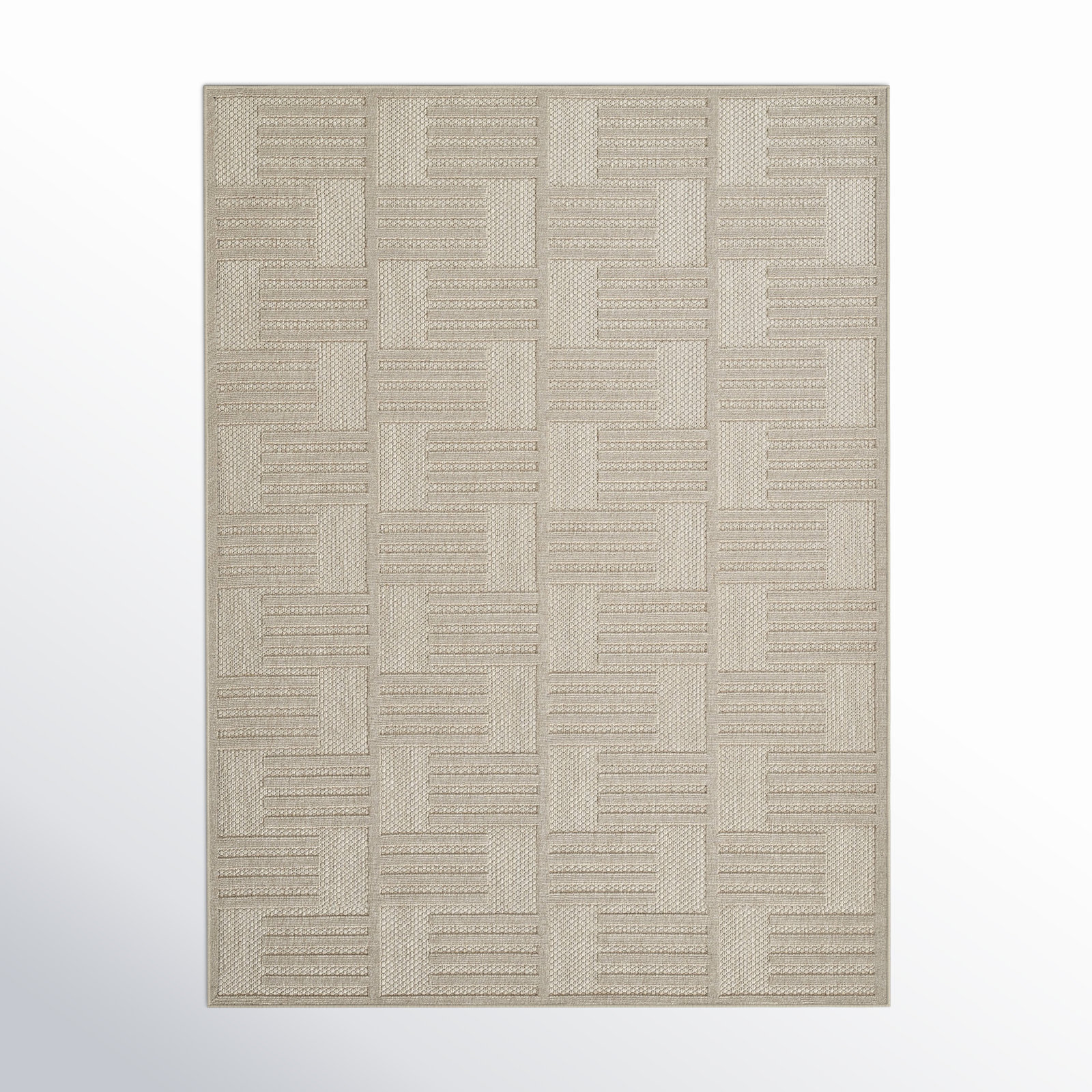 Trilby Beige Geometric Outdoor Rug, Runner 2'7" x 7'6"