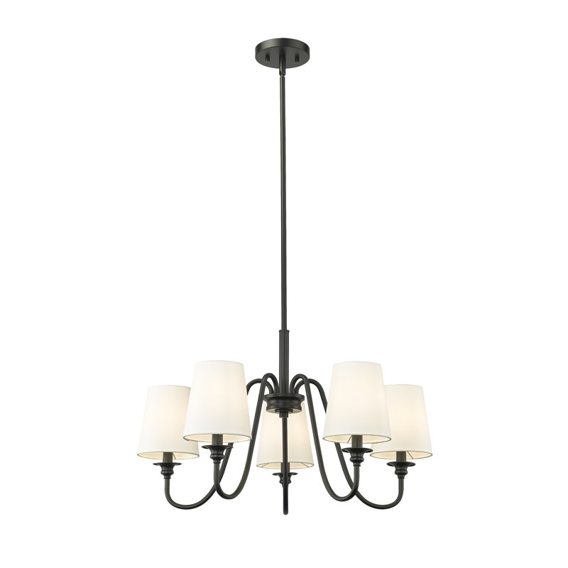 Sujal 5 - Light Steel Dimmable Classic / Traditional Chandelier, Matte Black