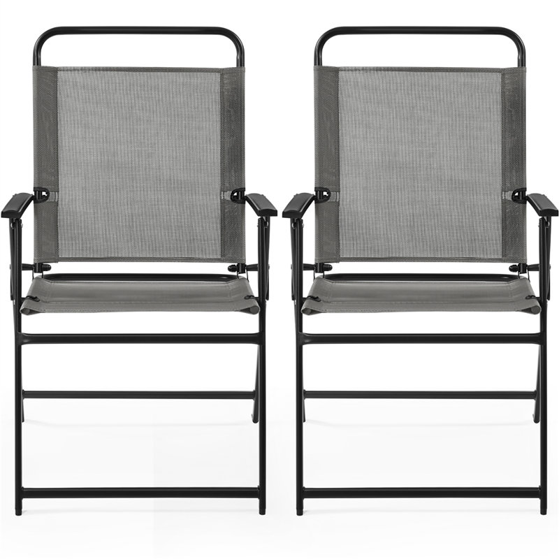 Folding Patio Dining Armchair, 2, Grey