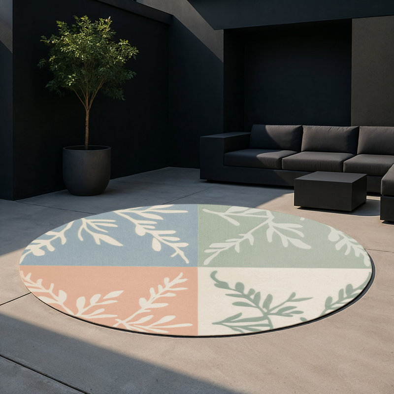Breezy Grove Indoor And Outdoor Area Rug, Round 5'