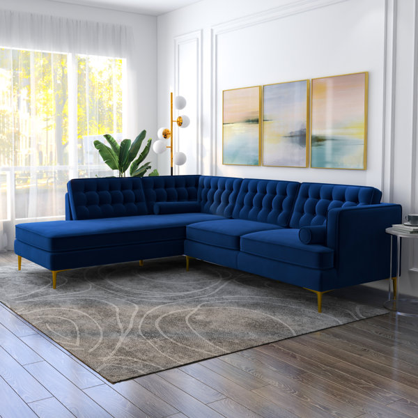 Willa Arlo Interiors Noam 2 - Piece Velvet Sectional & Reviews | Wayfair