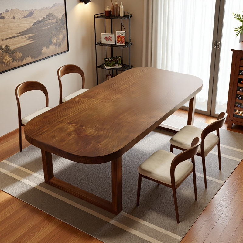 Brown Solid Wood Dining Table Set
