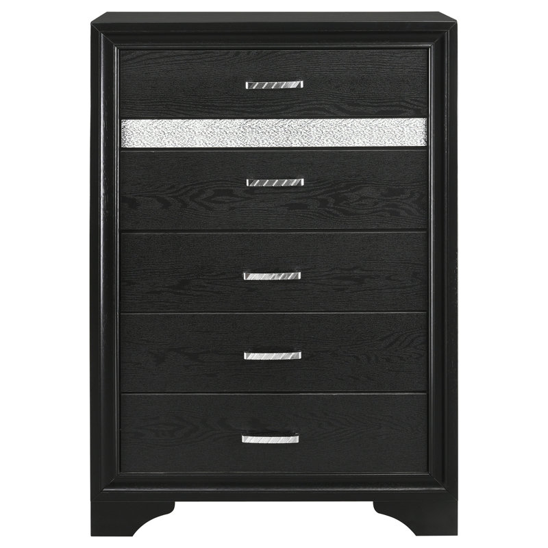 Commode de chambre à coucher 5 tiroirs Miranda - noir, Noir