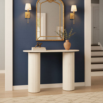 Console en marbre avec base colonne cannelée