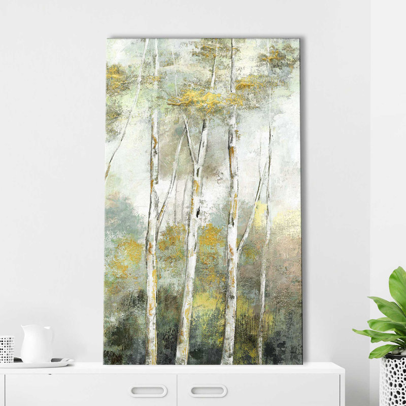 Twinkling Trees - Peinture, L 24 po x H 40 po, Toile tendue