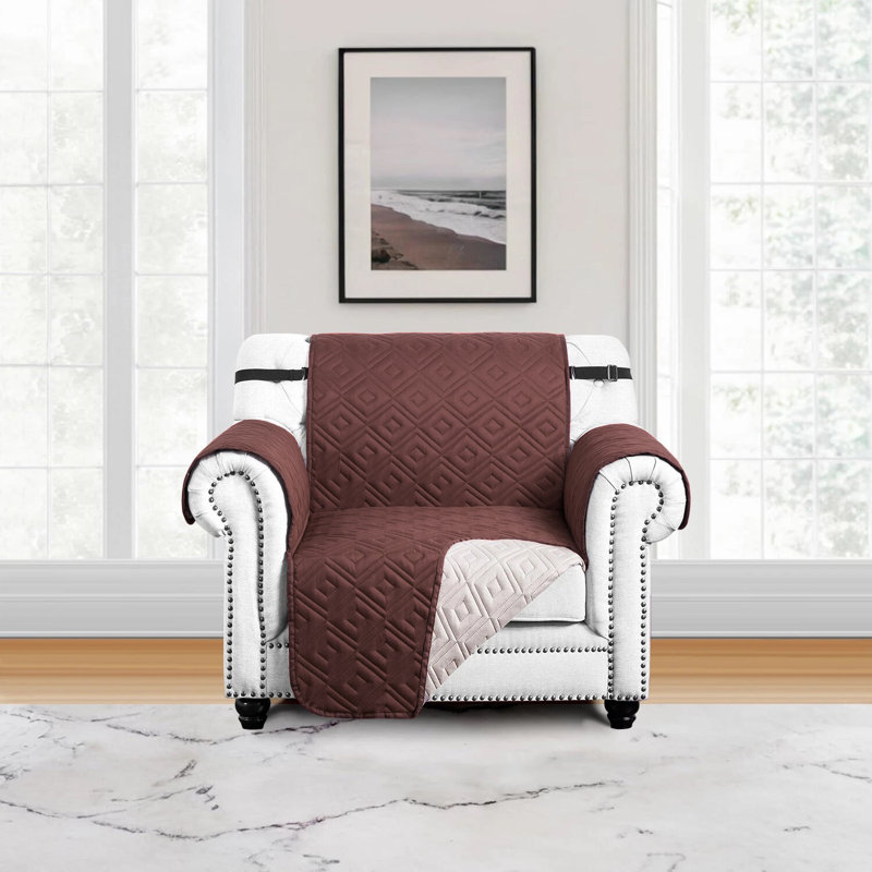 Reversible Water Resistant Sofa Protector - Dual Color Quilted Slipcover, Brown/Beige, 179cm H x 165cm W - (1 Seater)