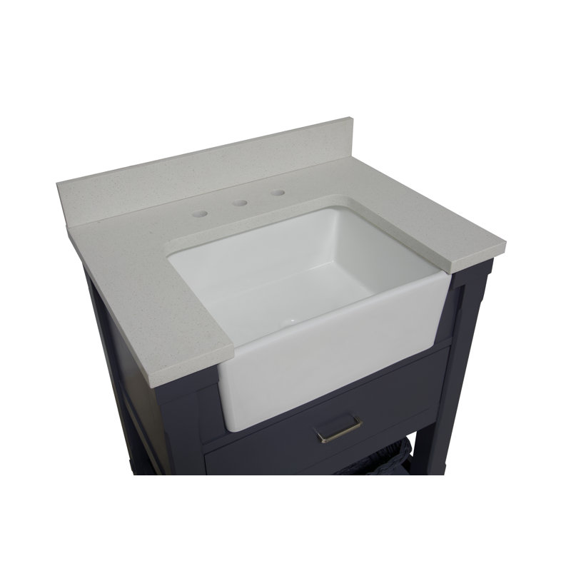 Ensemble de meuble-lavabo simple 30 po Hitton, Gris marine, Quartz
