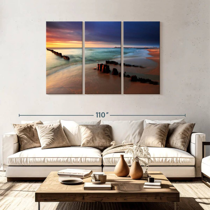Pologne Gillard, paysage marin, H 48 po x l 74 po