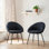 Ensemble de 2 chaises d'appoint rembourrées en boucle noir profond avec assise rembourrée et pieds en métal pour la salle à manger