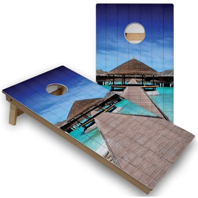Tropical Paradise Cornhole Set | Includes (2) Boards (8) Bags & Optional Accessories