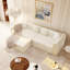 Canapé-lit 90,6 "convertible 3-en-1 avec capitonnage à boutons et bordure dorée - Élégant canapé moderne à 3 places avec repose-pieds mobile pour le salon, appartement, bureau et chambre à coucher en beige / blanc-161463349