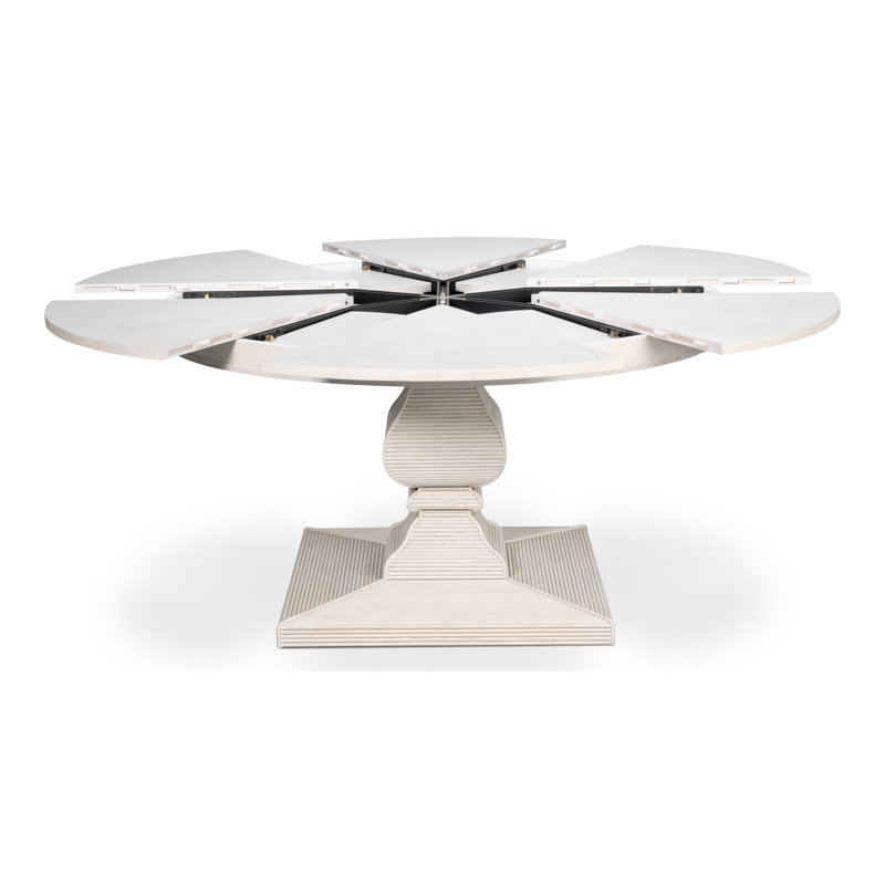 Kelso Equestrian Round Solid Wood Dining Table, Working White, 30"H x 55"L x 55"W