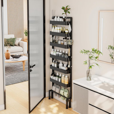 6 Tier Behind Door Storage Organizer Rack With Adjustable Hanging Baskets,Space Saver,Black