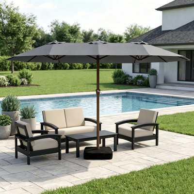 Grand parasol de patio extérieur 180 po x 108 po avec base