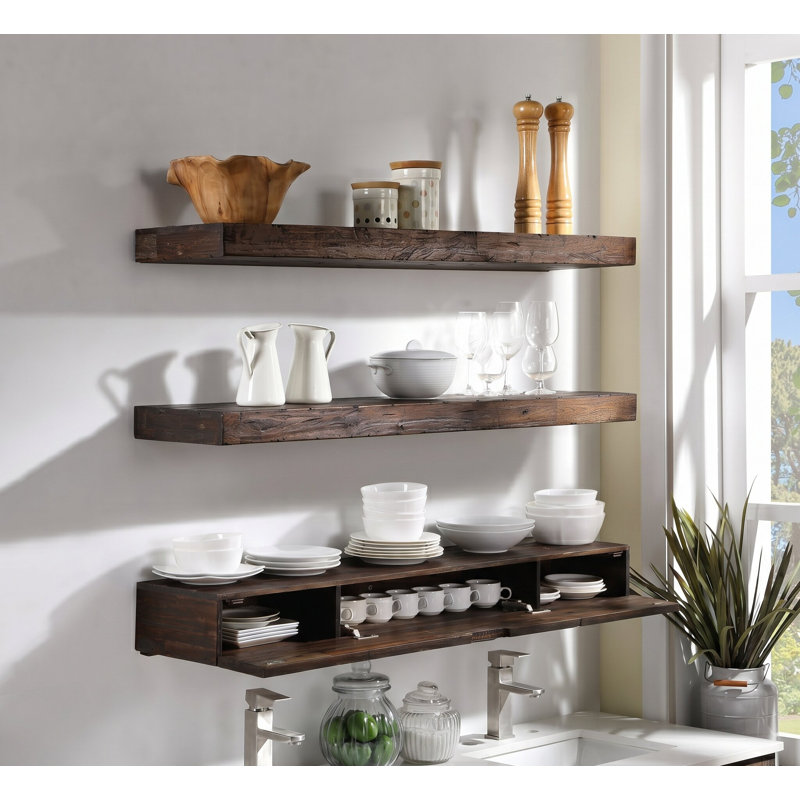 Conna 3 Piece Acacia Floating Shelf