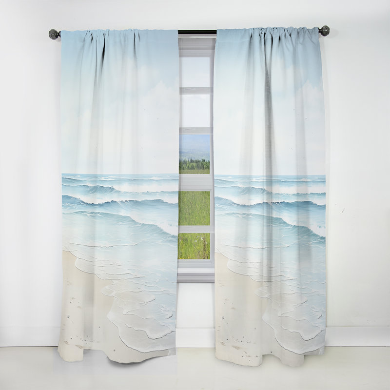 Beach Photo Tranquil Waters I - Nautical Velvet Curtain - Room Darkening - 1 Panel, 52" W x 63" L
