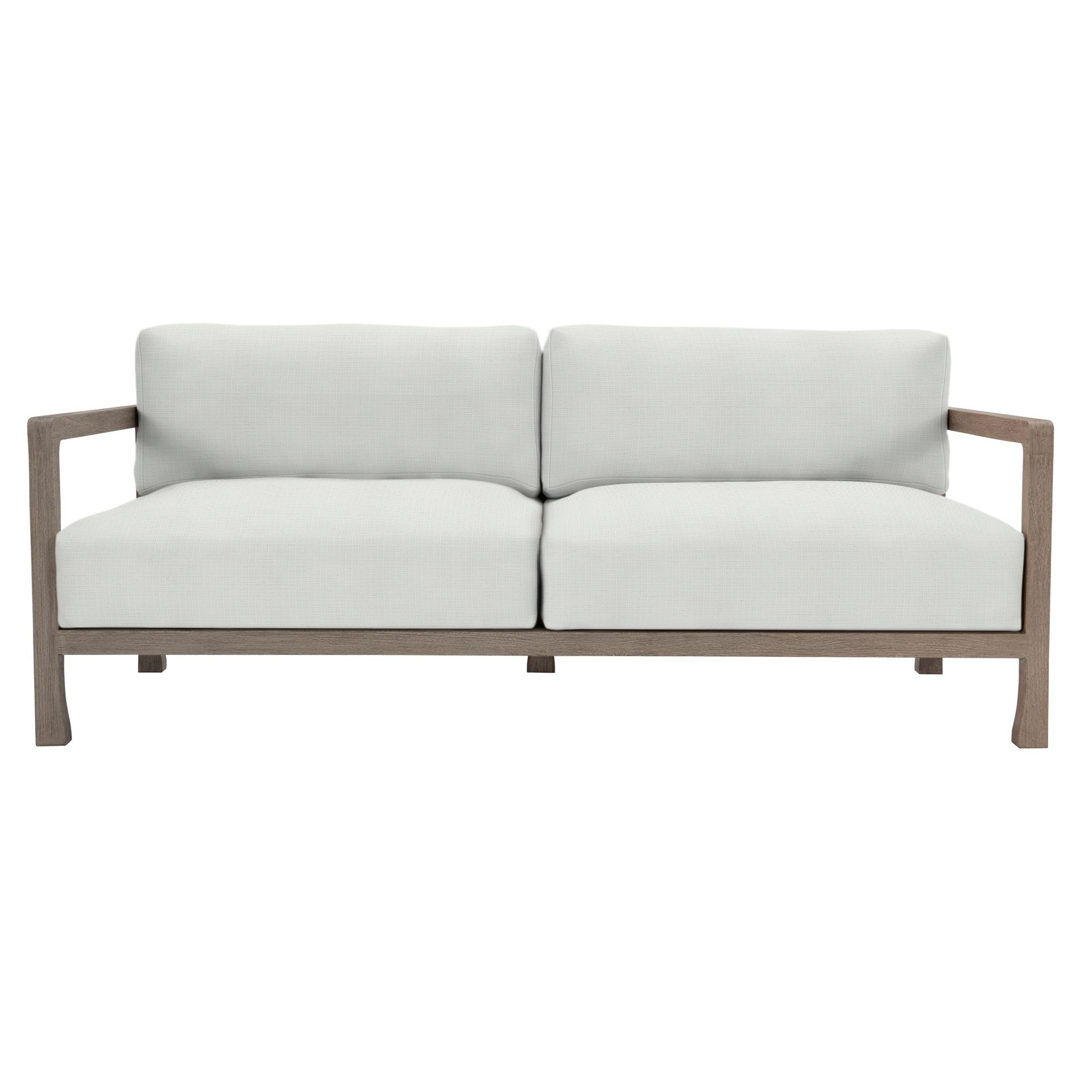 Tanah 80" Wide Outdoor Teak Patio Sofa with Cushions, Cream Linen 6025-002