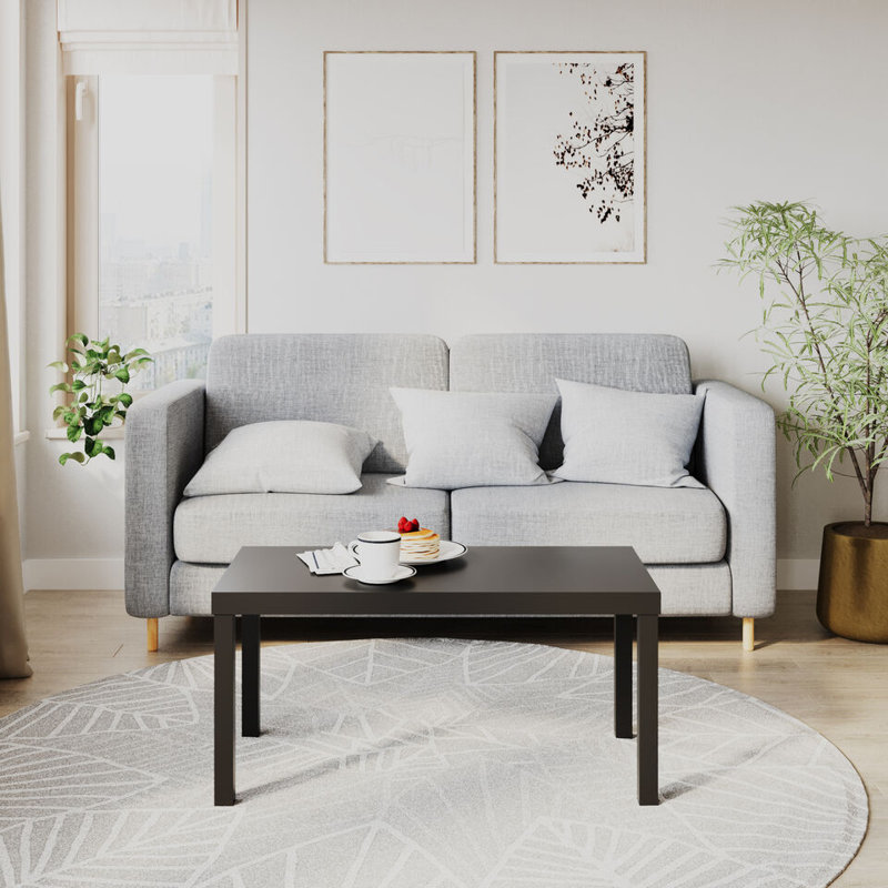 Rosmely Solid Wood Four Leg Coffee Table, Black