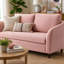 Ensemble de canapé causeuse 2 pièces en chenille rose avec accoudoirs évasés et pieds fuselés