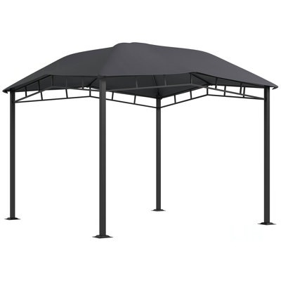 Outsunny 10' X 10' Soft Top Patio Gazebo Outdoor Canopy With Unique Geometric Design Roof, All-Weather Steel Frame