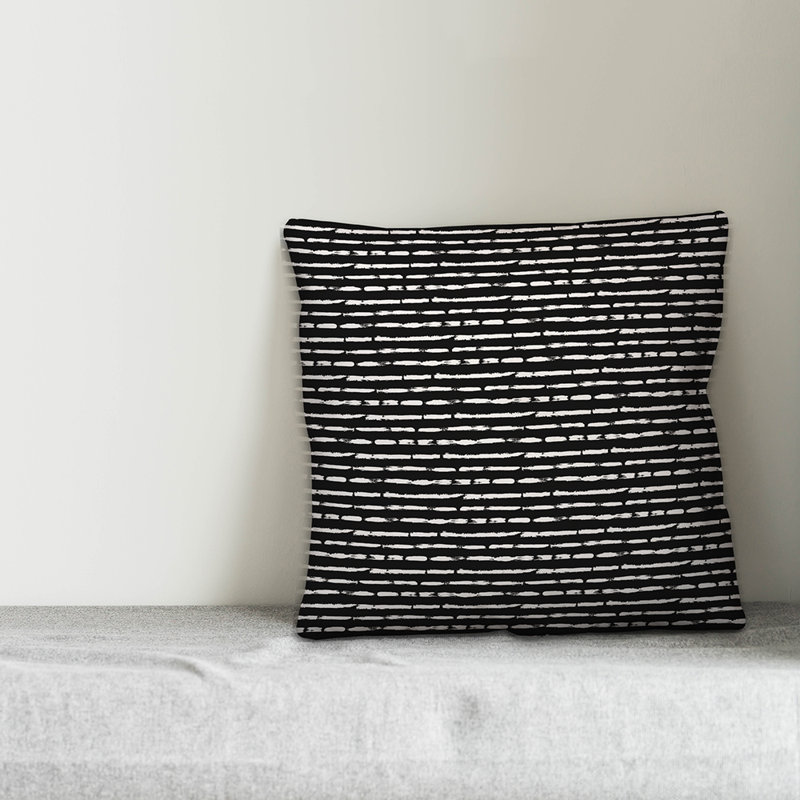  Housse et insert de coussin carré Tally, 20 po x 20 po, Noir, blanc / rayé 1