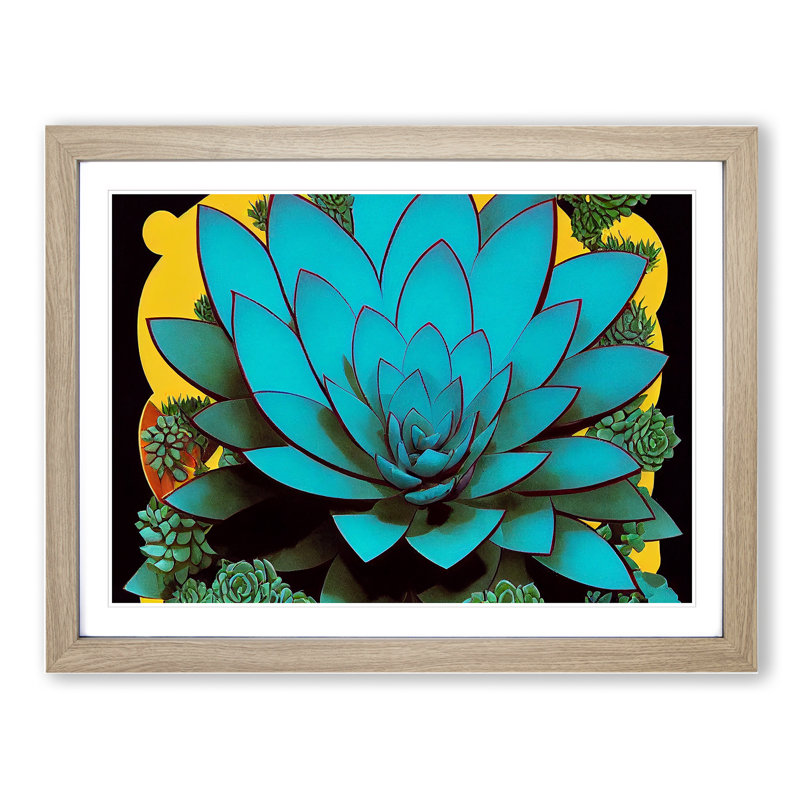 Splendid Succulent Plant - Framed Print, 46cm H x 64cm W x 2cm D, Oak