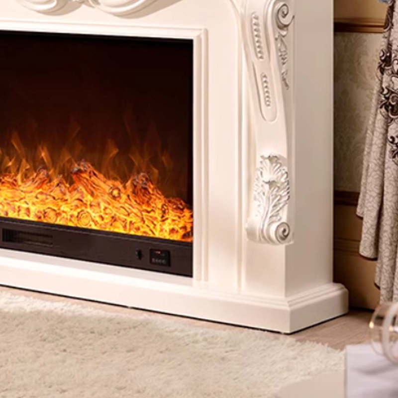 European Elegant Decorative Fireplace, 43.31" H x 51.18" W x 12.99" D, White