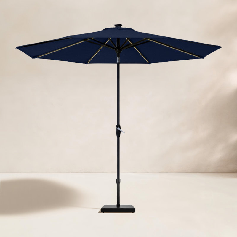 Parasol de marché 9 pi, Sunbrella® bleu marine, Noir
