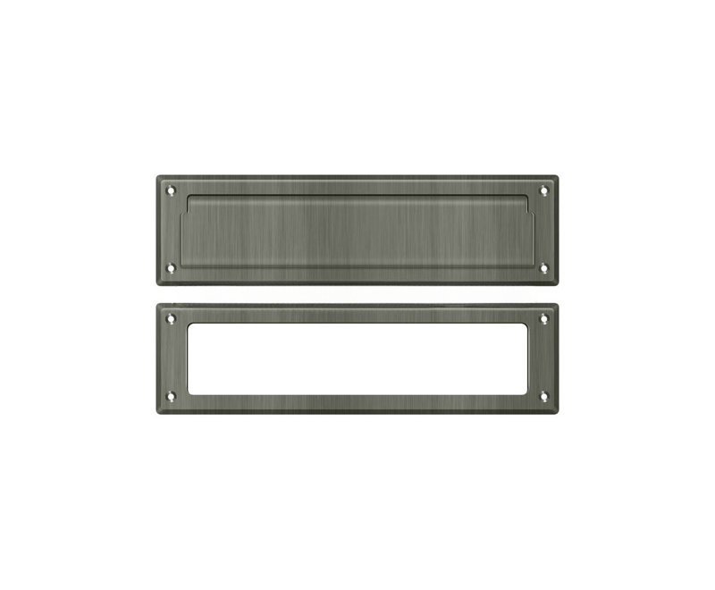 Mail Slot 13-1/8" with Interior Frame in Antique Nickel, Antique Nickel