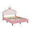 Lit double princesse en cuir synthétique avec tête de lit capitonnée-698784970