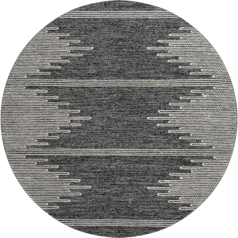 Premium Machine Washable Cerrito Charcoal Rug, Round 8'
