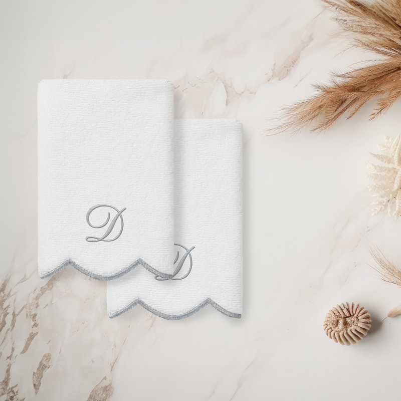  Ensemble de serviettes 100% coton turque ADORNIA, D, Blanc / Gris, Ensemble de 2 serviettes à doigts