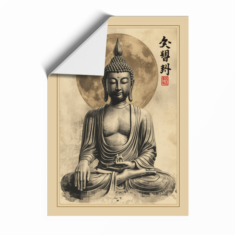 Meditating Buddha Japandi - Framed Print, A1 - 84.1 x 59.4 cm, Unframed