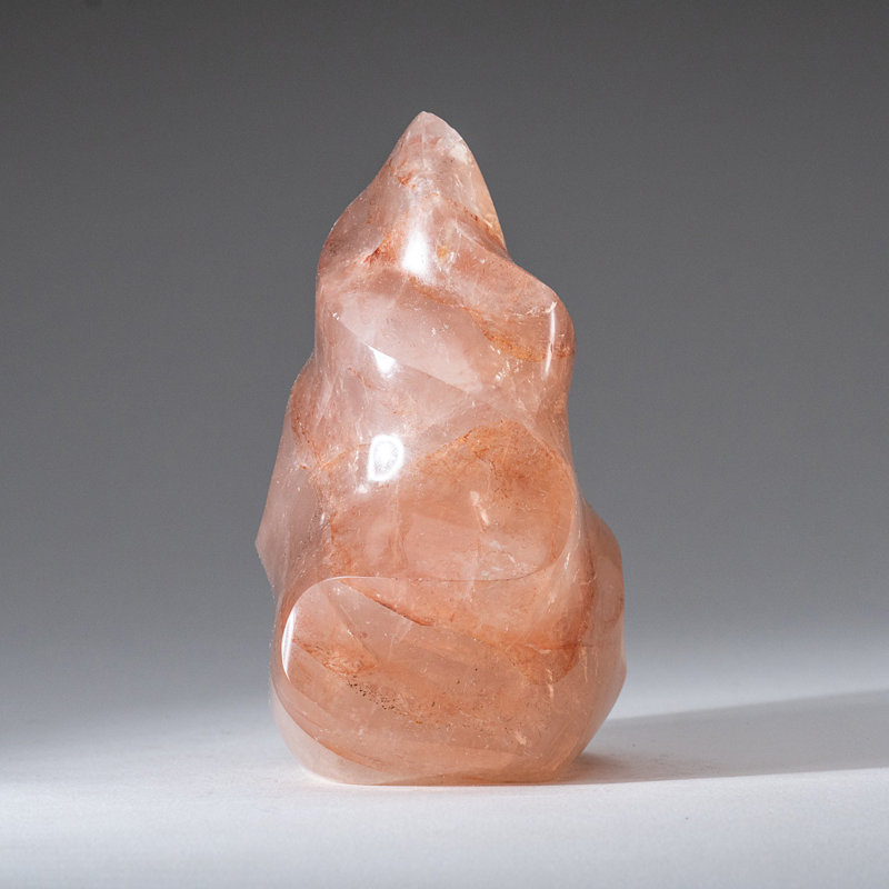 Genuine Polished Strawberry Quartz Flame Freeform (1.7 Lbs), Pink/Raspberry, 5" H x 3.75" W x 2.75" D