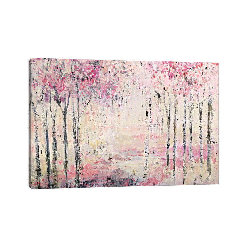 Pink Park by Jodi Maas - Painting, Wrapped Canvas, No Matte, 8" H x 12" W x 0.75" D
