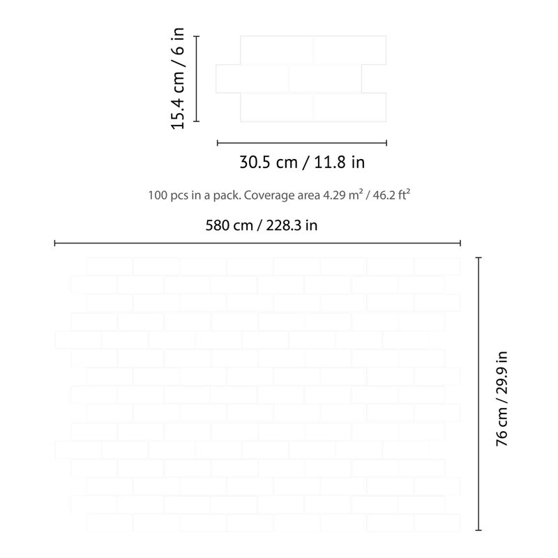 6.1'' W x 12'' L PVC Peel and Stick Subway Tile