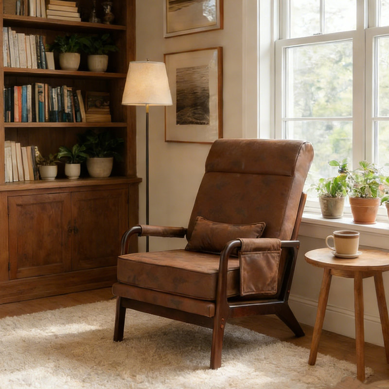 Chaise d'appoint rembourrée traditionnelle de 25 po de largeur, Brun