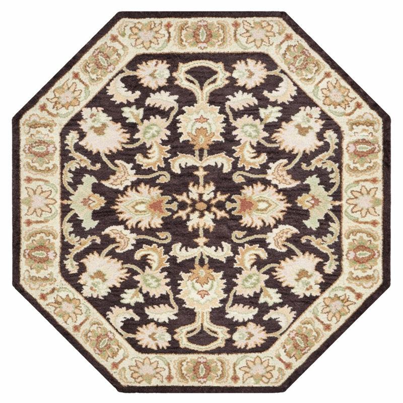 Beachampton Hand Tufted Wool Eco-Friendly Area Rugs - Octagon, Brown Beige Color, Oriental Design, High Pile Thick Handmade Anti Skid Area Rugs for Living Room, Bed Room