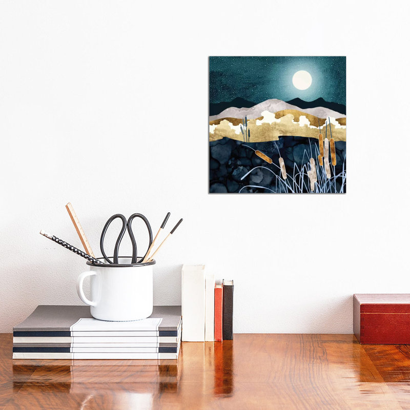 Summer Lake - impression d'art graphique, Aucun mat, Toile tendue, H 12 po x l 12 po x P 1,5 po