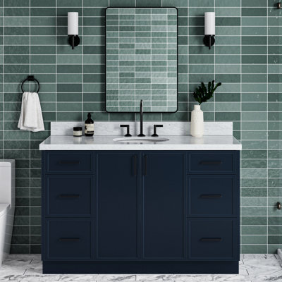 ARIEL Kellie 55 Single Sink Bathroom Vanity with Italian Carrara Marble Top