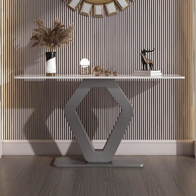 Console moderne en pierre frittée de luxe moderne, H 31,5 po x l 47,2 po x P 13,7 po, Gris